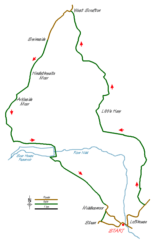 Route Map - West Scrafton & Middlesmoor from Lofthouse Walk