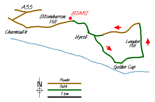 Route Map - Golden Cap & Charmouth Walk