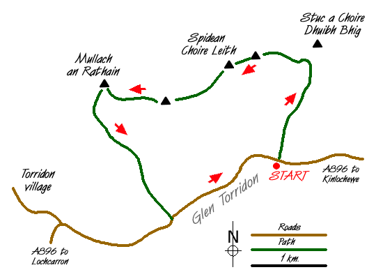 Route Map - Liathach, Glen Torridon Walk