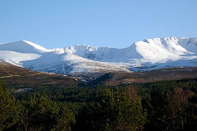 View of Cairngorm & its coires from near Chalamain Gap
