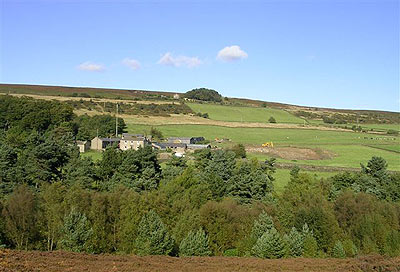 Looking across the valley to Surrey Farm and Crawshaw Lodge