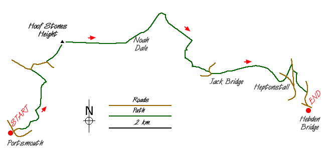 Route Map - Hoof Stones Height, Noah Dale and Colden Water Walk