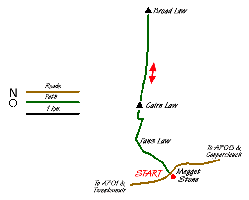 Route Map - Broad Law & Megget Stone Walk