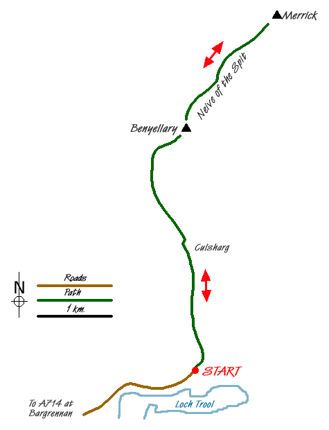 Route Map - Merrick from Glen Trool Walk