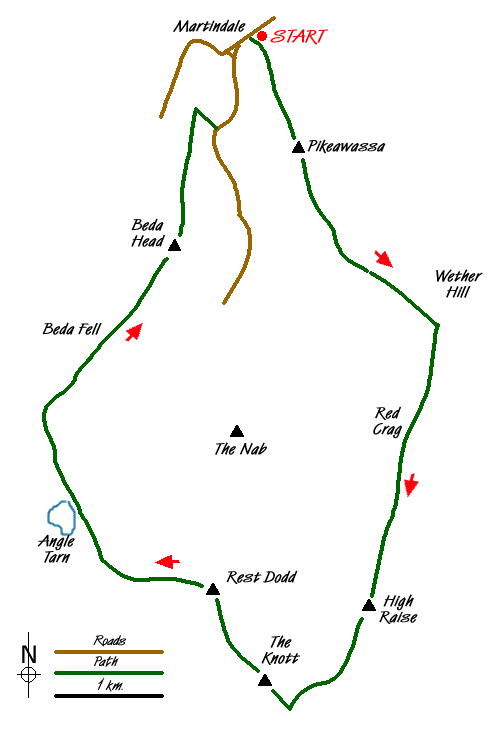 Route Map - Martindale High-level Circuit Walk