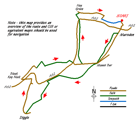 Route Map - Marsden and the Standedge Trail Walk