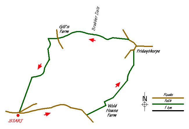 Route Map - Wayram To Fridaythorpe Circular Walk