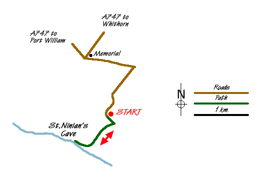 Route Map - The Machars Peninsula - St Ninian's Cave Walk