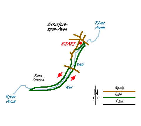 Route Map - Stratford-upon-Avon circular Walk