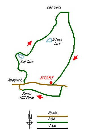 Route Map - Eel Tarn and Stony Tarn Walk