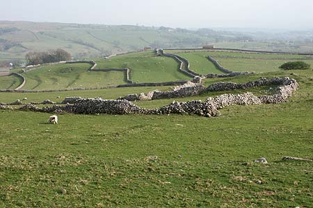 Stone walls and a green lane above Malham