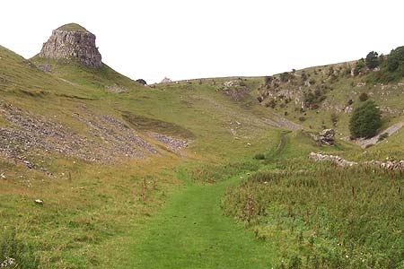 The unmissable 'Peters Stone' at the end of Cressbrook Dale