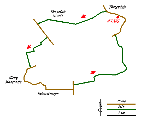 Route Map - Thixendale & Kirby Underdale Walk