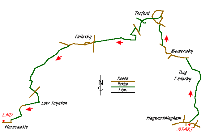 Route Map - Hagworthingham to Horncastle Walk