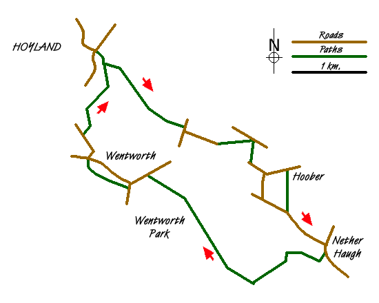 Route Map - Wentworth Woodhouse and its follies Walk