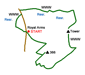 Route Map - Darwen Tower & West Pennine Moors Walk