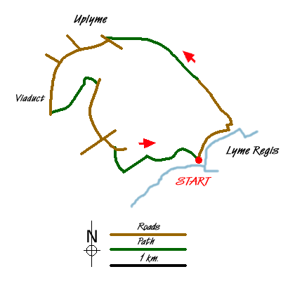 Route Map - Lyme Regis & Uplyme Circular Walk