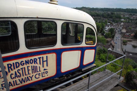 The view from the top of the Cliff Railway at Bridgnorth