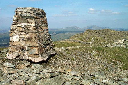 The summit of Rhobell Fawr looking west to the Rhinogs