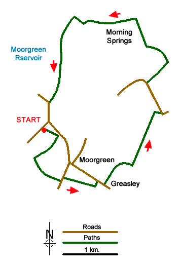 Route Map - Greasley & Moorgreen Reservoir
 Walk