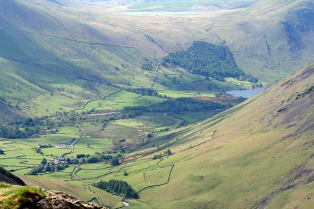 Looking down on Wasdale from the top of the Black Sail Pass