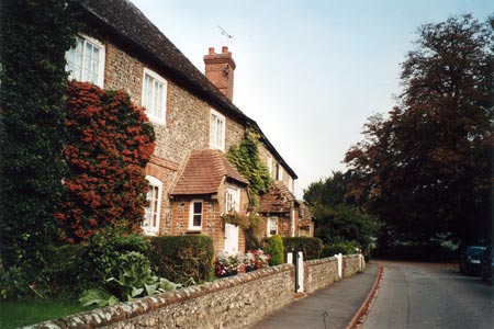 Cottages on village street in Stanmer