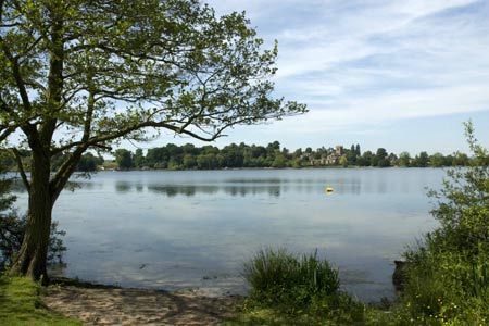 Looking across the Mere to Ellesmere church