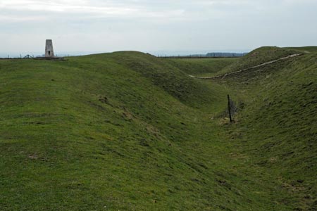 Trig point and earthwork of Uffington Castle