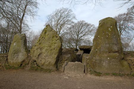 Stones at the entrance to Wayland's Smithy long barrow