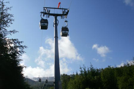 Gondolas on the way up Aonach Mor
