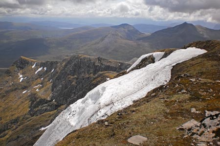 Snow cornice below the top ridge of Aonach Beag