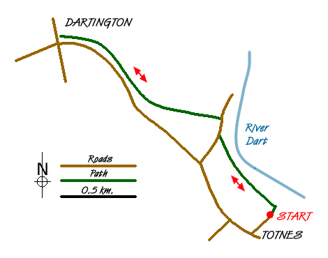 Route Map - Dartington from Totnes Walk