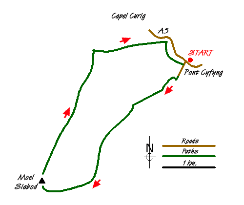 Route Map - Moel Siabod & Capel Curig  Walk