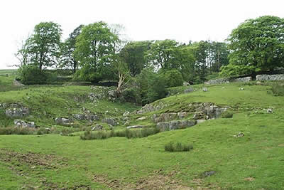 Sylvan setting of Yordas cave in Kingsdale, near Ingleton