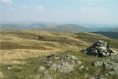 Summit cairn, Grey Crag looking south to Bannisdale