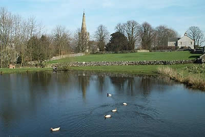 Monyash - the church and village duck pond
