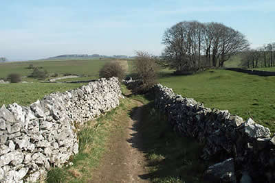 Walled lanes are a feature of the Derbyshire landscape