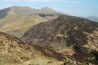 The climb to the summit of Moel Lefn with Cwm-trwsgl below
