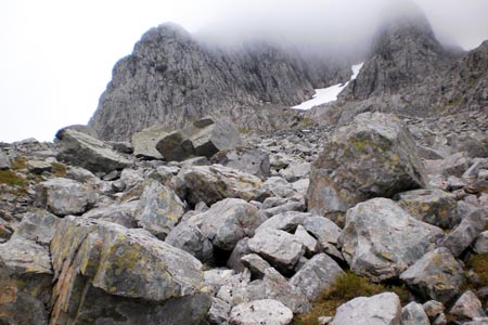 Cliffs of north face of Ben Nevis from Coire Leis