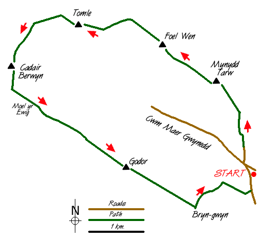 Route Map - Cadair Berwyn Walk