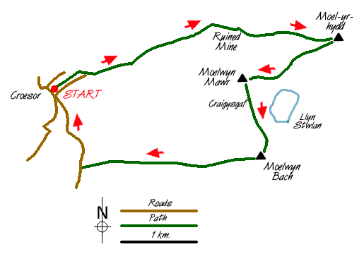 Route Map - The Moelwyns Walk