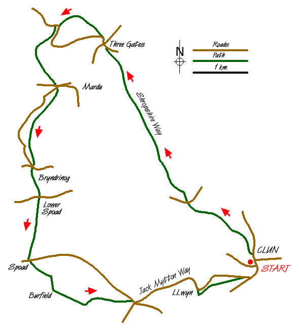 Route Map - Clun circular Walk