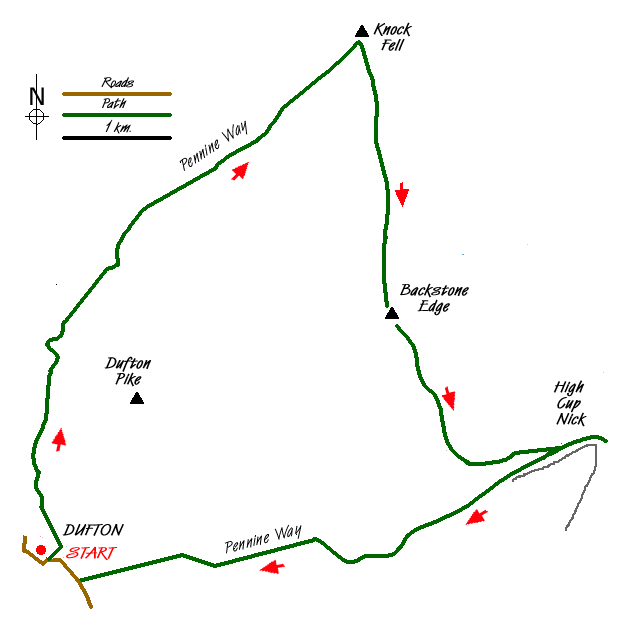 Route Map - Knock Fell & High Cup Nick Walk