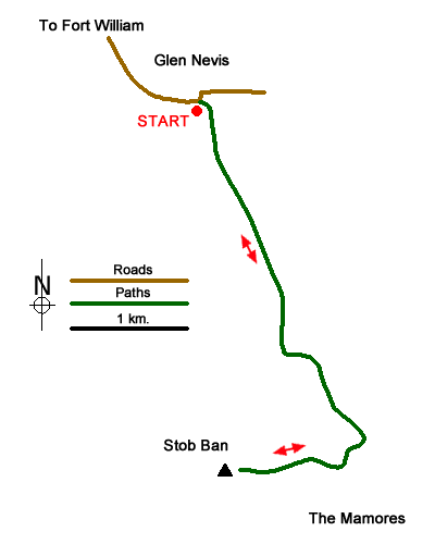 Route Map - Stob Ban (Mamores) Walk