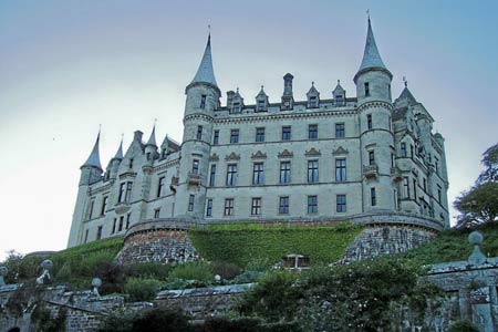 The impressive Dunrobin castle as seen from the gardens