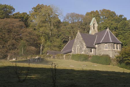 The small church above the dam wall of Lake Vyrnwy