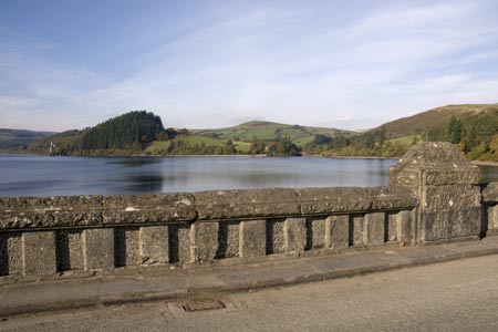 View northeast over Lake Vyrnwy