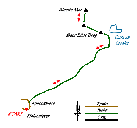 Route Map - Binnein Mor from Kinlochleven Walk