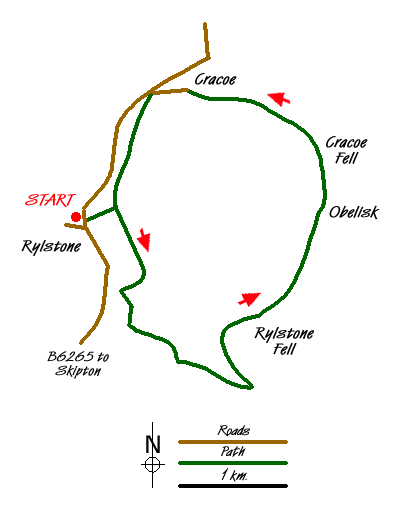 Route Map - Rylstone Edges & Cracoe from Rylstone Walk