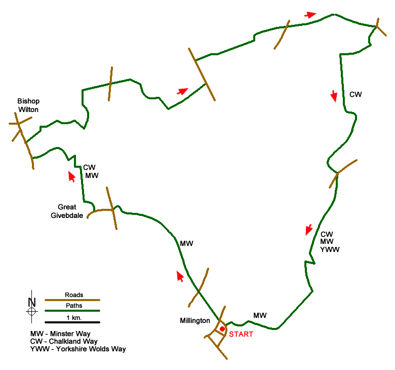 Route Map - Bishop Wilton & Millington Walk